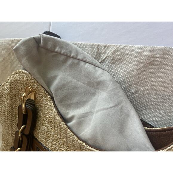 Kate & Alex Cuffaro Soft Tote Bag Tan/Brown Gold Trim 5 Compartments - Picture 11 of 13